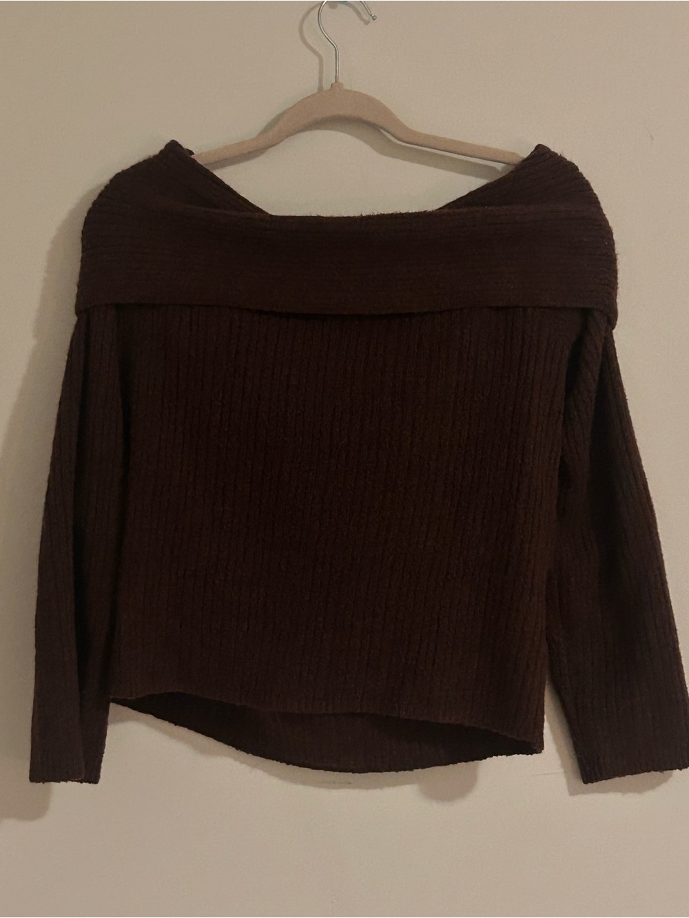 H&M Off-the-Shoulder Wine Red Knit Sweater